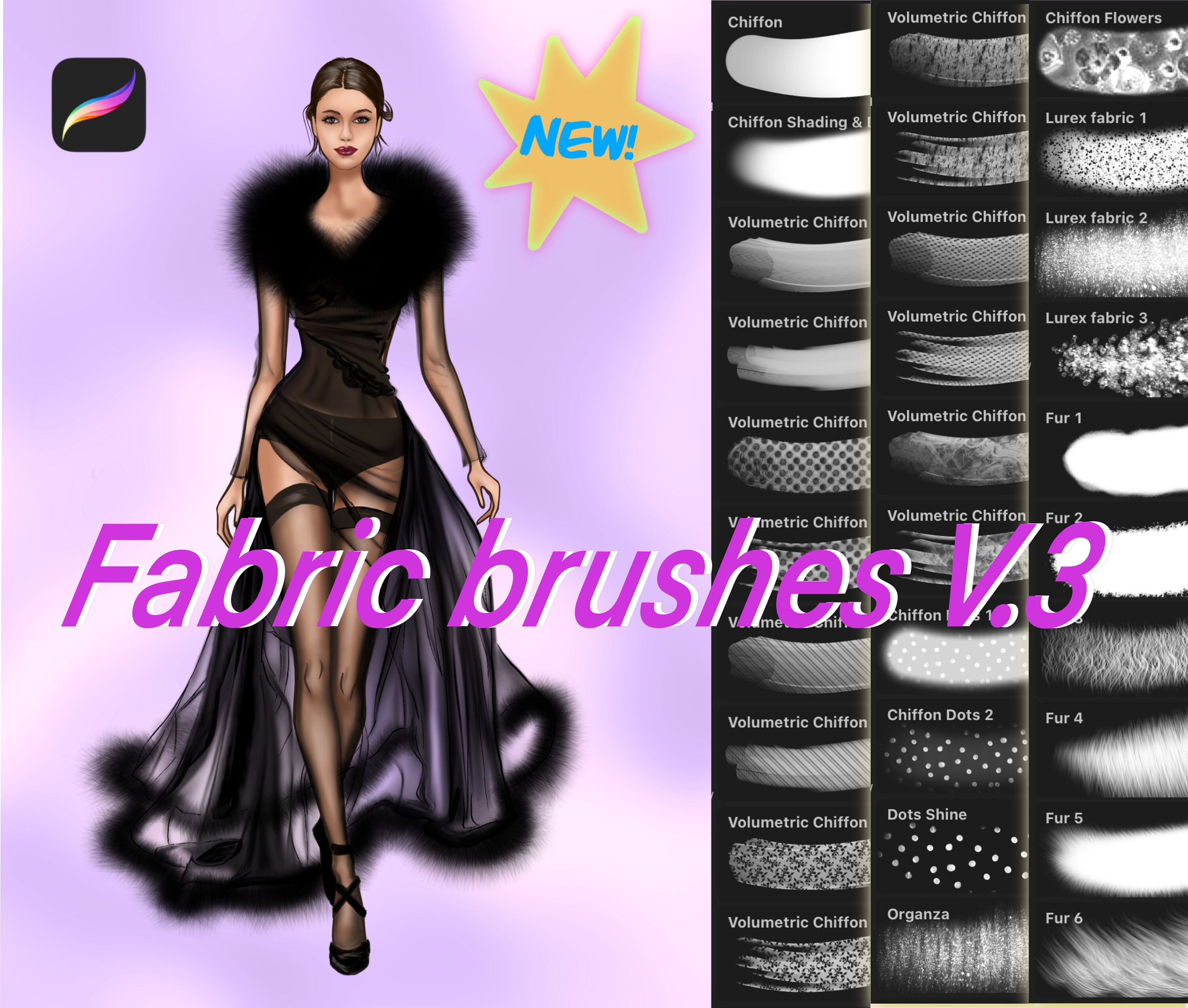 30 Procreate Clothes Fabric Brushes, Clothing Design Brushes for