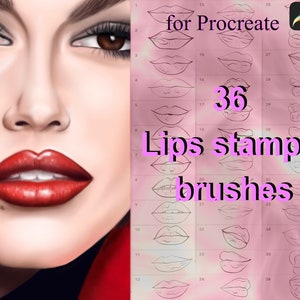 Procreate Lips Stamp Brushes, Lips Guide Portrait Brush Stamp Set for Procreate drawing