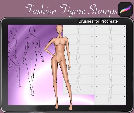 Fashion Figure Procreate Stamp brushes , Full Body Brushes Stamp Set, Procreate Figure Drawing, Fashion illustration & Design