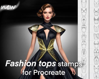 Procreate fashion tops Brushes stamps, clothing design & fashion illustration