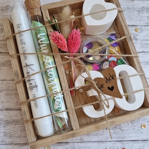 Geburtstag Geschenk,  Stabkerzen personalisiert, Klötzchenbox Geschenkidee Wunscherfüller,