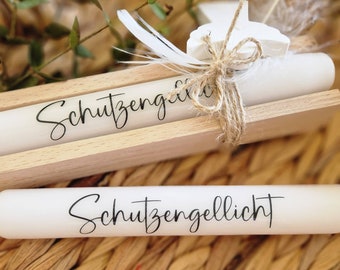 Schutzengel Kerze, Schutzengellicht, Schutzengel Raysin, Kerze Geschenk Box, Stabkerze personalisiert, Geburtstag, Mitbringsel