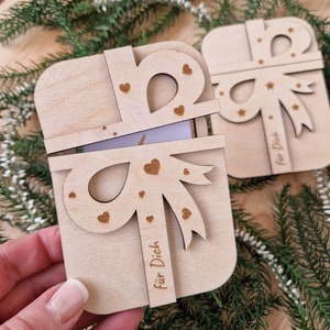 Geschenkkartenhalter Holz, Geschenk, Gutscheinkartenhalter, Weihnachten Geburtstag personalisiert, Geschenkverpackung Geld