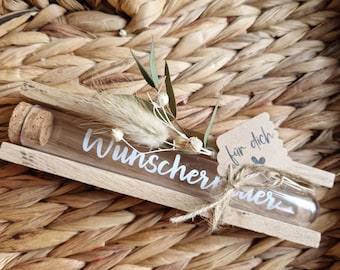 Wunscherfüller Geldgeschenk Flasche Mit Silber Pailletten - Kreatives Geschenk Für Taufe, Kommunion & Geburtstag