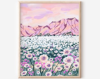 Lámina artística del desierto rosa: Superfloración de Anza Borrego, California