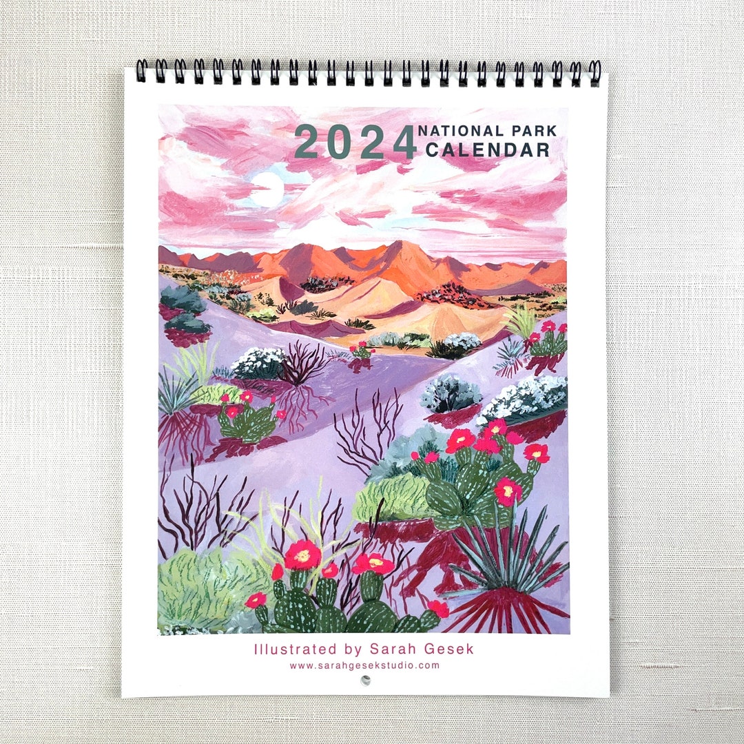 2024 National Park Calendar/ Illustrated National Parks/ Etsy UK