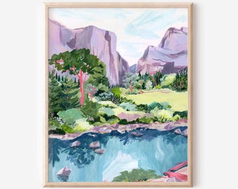 Yosemite Valley Kunstdruck: Kalifornien Nationalpark Malerei