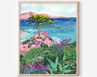 Kalifornische Küste Malerei: Einsame Zypresse, Monterey Reisekunst