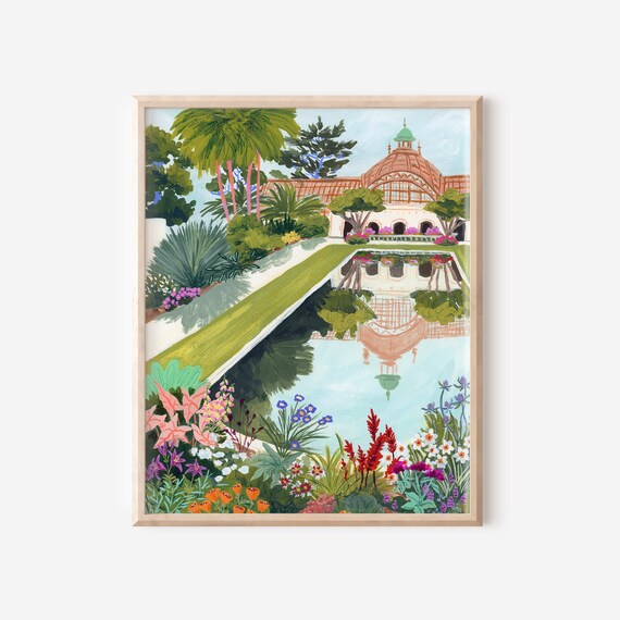 Balboa Park Print: San Diego Travel Art, Pond Reflection