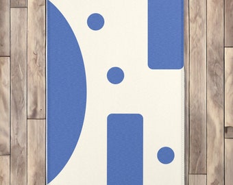 Area Rug with Blue Abstract Shapes