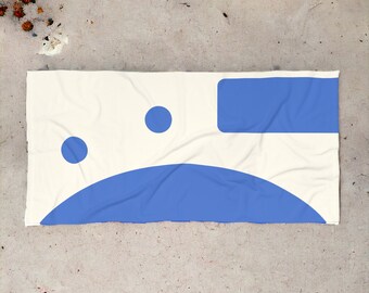 Beach Towel with Blue Abstract Shapes