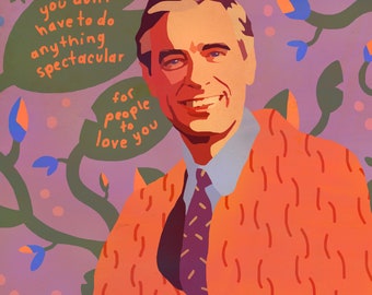 Mister Rogers Art Print with Quote 8x8