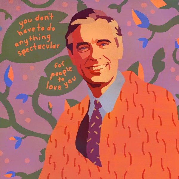 Mister Rogers Art Print with Quote 8x8