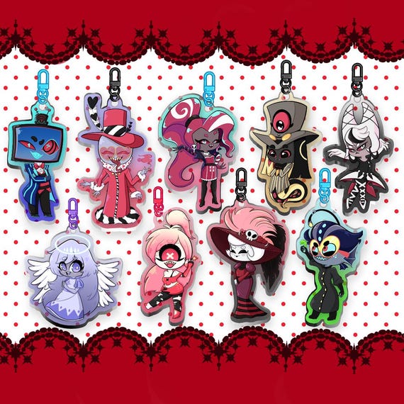 Hazbin Hotel Keychains Angeldust Alastor Vox Lucifer Hellaverse - Etsy