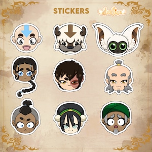 Avatar Aang Katara Toph Sokka Zuko Stikers Pegatinas