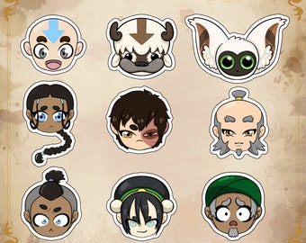 Avatar Aang Katara Toph Sokka Zuko Stikers Pegatinas