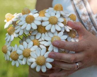 Handmade Ceramic Daisy: Glazed Ceramic Flower, Home & Garden Decor