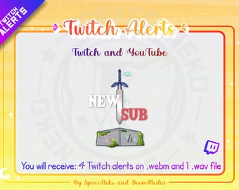 Pacote de alerta Zelda animado para Twitch e Youtube The Legends of Link Anime Profesional