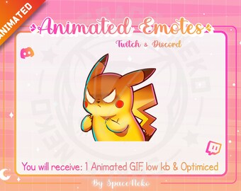 Emote fofo animado de Chibi para Twitch e Discord Pokémon Pikachu Anime Heart Profesional