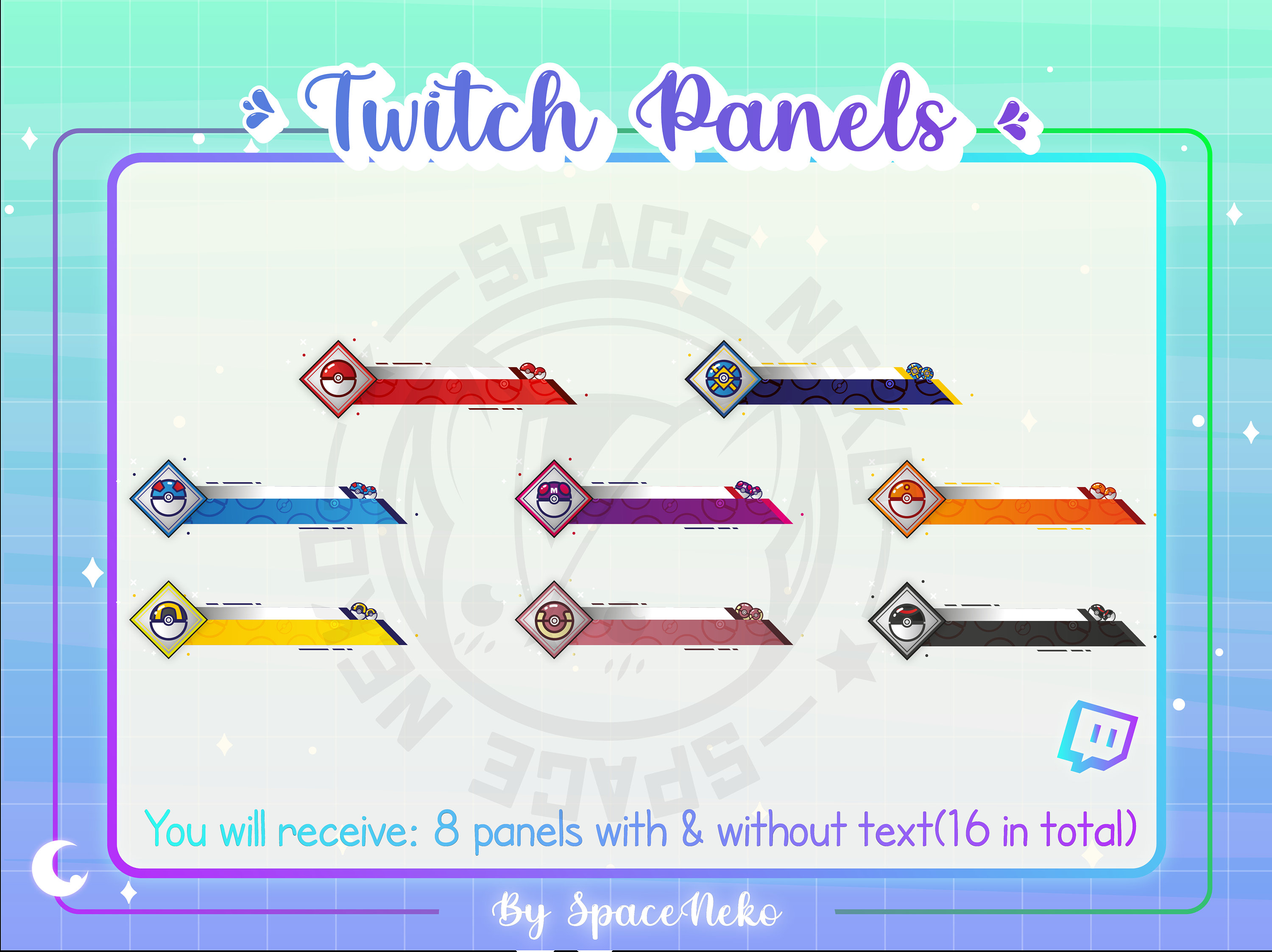 Twitch Pannels R6 Cute Chibi Pannels for Twitch Pokemon Pikachu Pokeball Anime ...