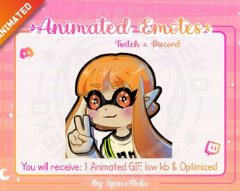 Emote fofo animado de Chibi para Twitch e Discord Splatoon Hi Anime Heart Profesional para streaming