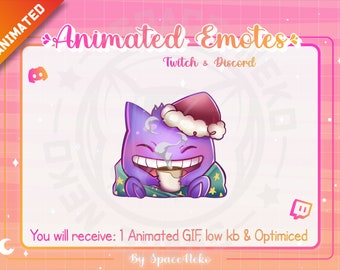 Twitch Emote animado, pokemon, gengar, Animal Emote, Kawaii, para Streamers - Download instantâneo / pronto para usar, Cute Chibi