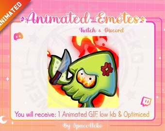 Emote fofo animado de Chibi para videogames de anime Twitch e Discord Splatoon Rage