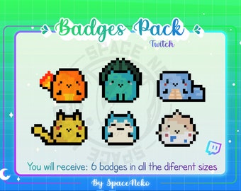 Emblemas animados fofos de Chibi para Twitch e Discord Pokémon Pikachu PixelArt Pixel Anime