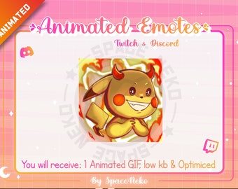 Emote fofo animado de Chibi para Twitch e Discord Pokémon Pikachu Anime Evil Fire Rage Profesional