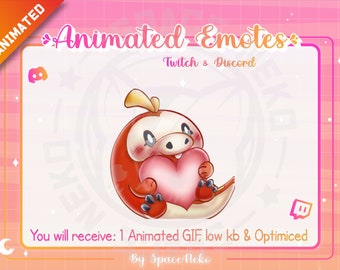 Emote fofo animado de Chibi para Twitch e Discord Pokémon fuecoco Anime Heart Profesional