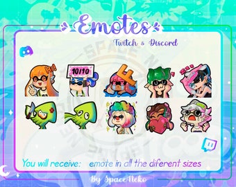 Emotes fofos de Chibi para Twitch e Discord Splatoon Anime Heart Profesional