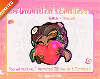 Emote fofo animado de Chibi para Twitch e Discord Splatoon Love Anime Heart Profesional para streaming