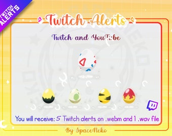 PACOTE DE ALERTA animado para Twitch Pokémon Hatching Egg Anime Profesional