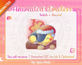 Emote fofo animado de Chibi para Twitch e Discord Pokémon cyndaquil confi Anime Christmas Profesional
