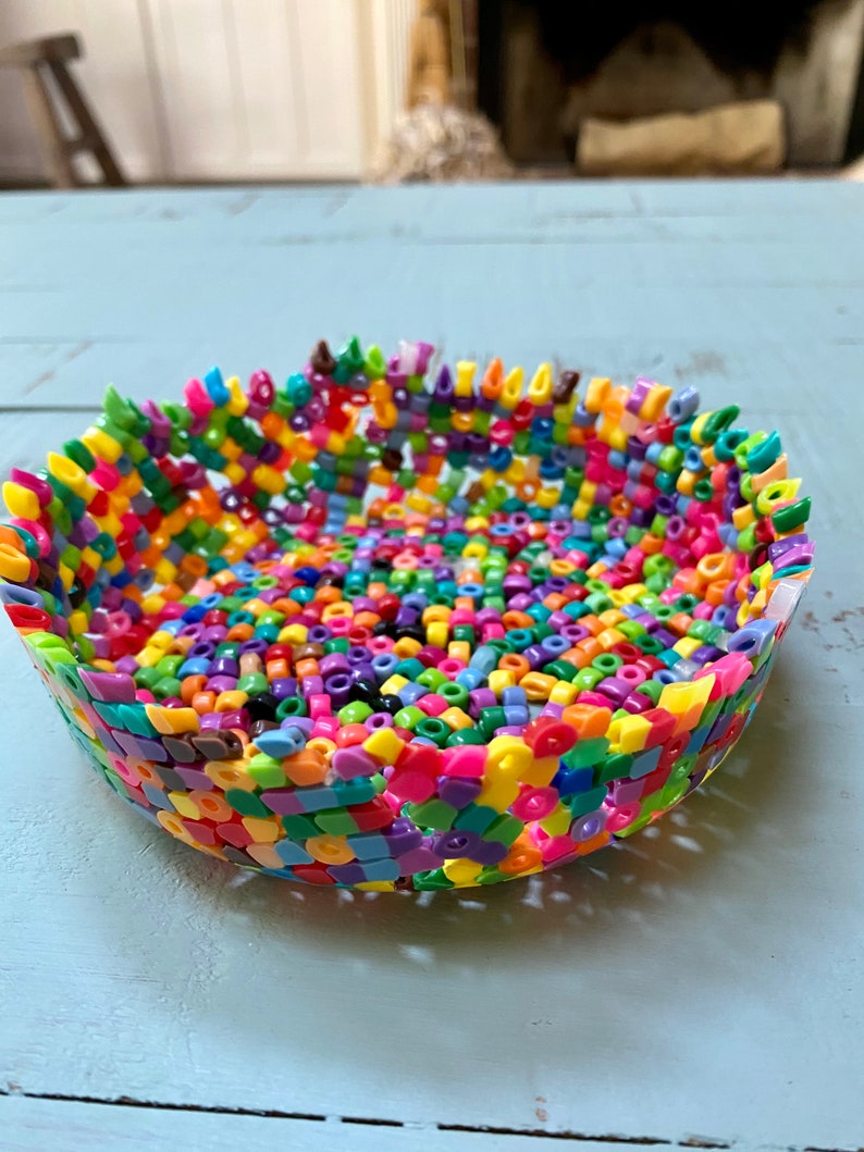 Colorful Perler Bead Bowl Etsy