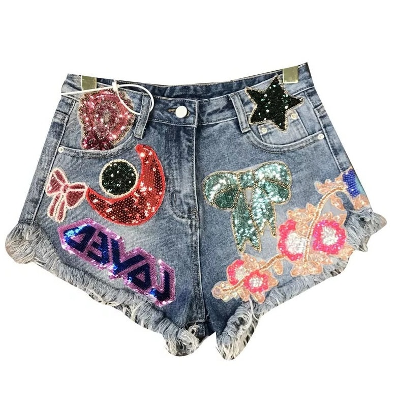 Women Embellished Handmade Embroidered Sequin Summer Jean - Etsy