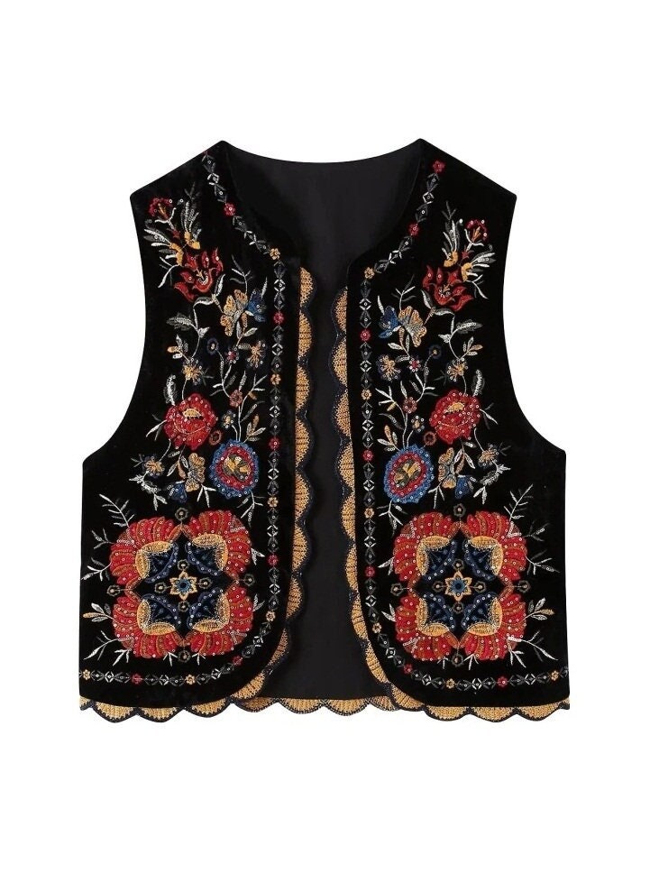 Women Embellished Handmade Waistcoat Embroidered Sequin - Etsy