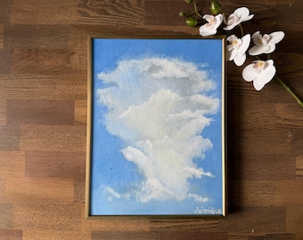 Rising Clouds Original Oil Painting on Canvas Board Sky Landscape Art