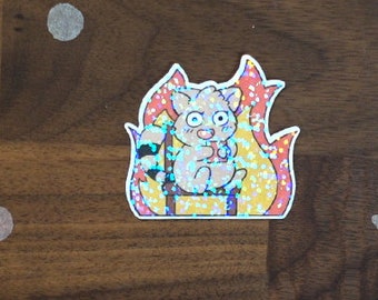 Sticker This is fine - glitter laminiert