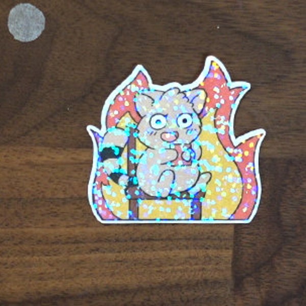 Sticker This is fine - glitter laminiert