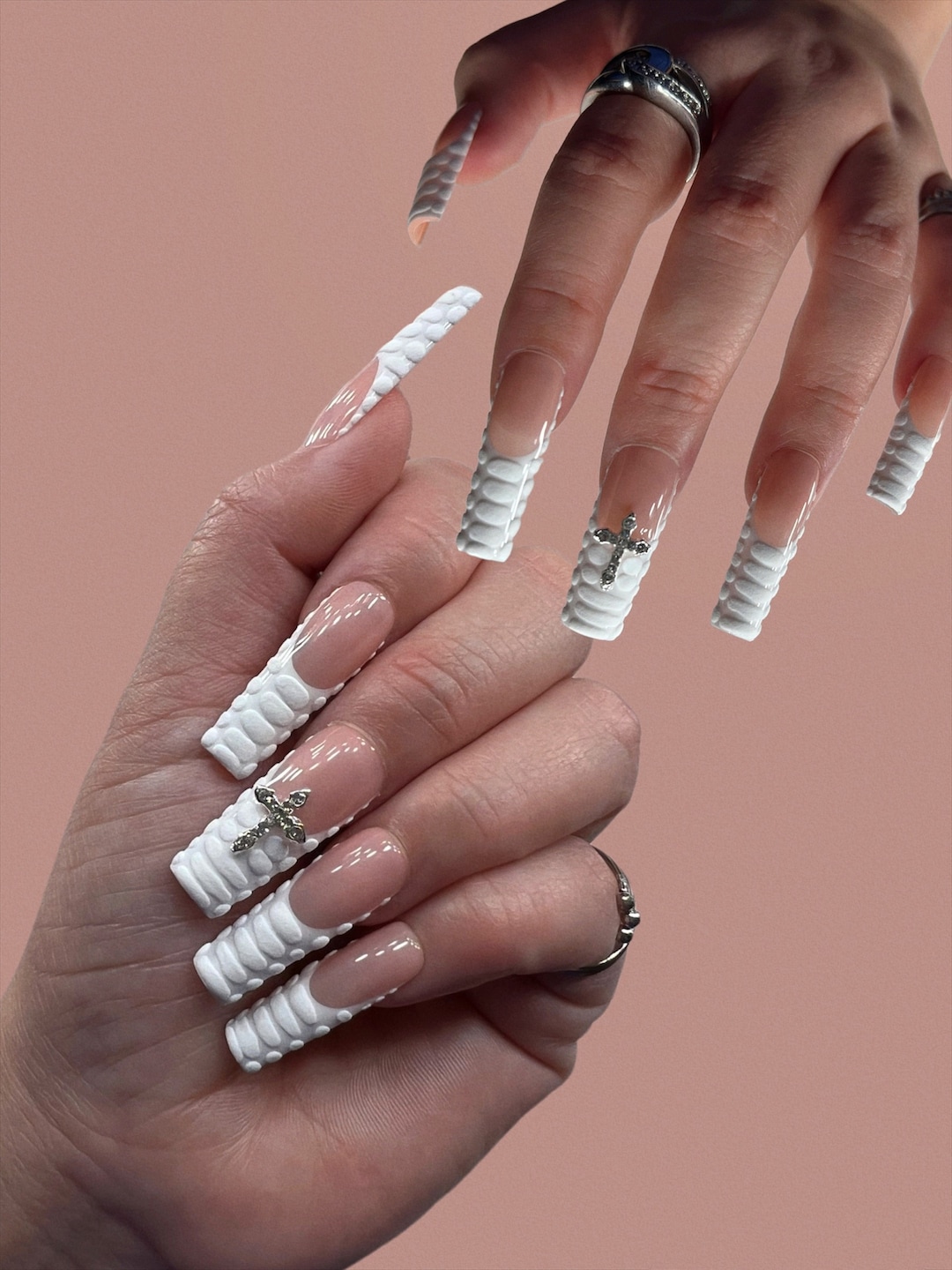 White Nails French Tip French Tip Nails Press on Nails Press Onstextured Nails Press Ons Press