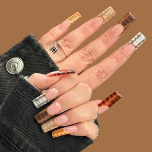 Fall press on nails | press ons | long press ons | press on nails | brown press on nails | nails