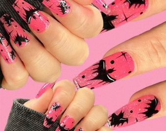 Presse d'Halloween : ongles roses de ballerine de chauve-souris en gelée