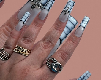 press ons | cross nails| press on nails| nails| Animal print nails