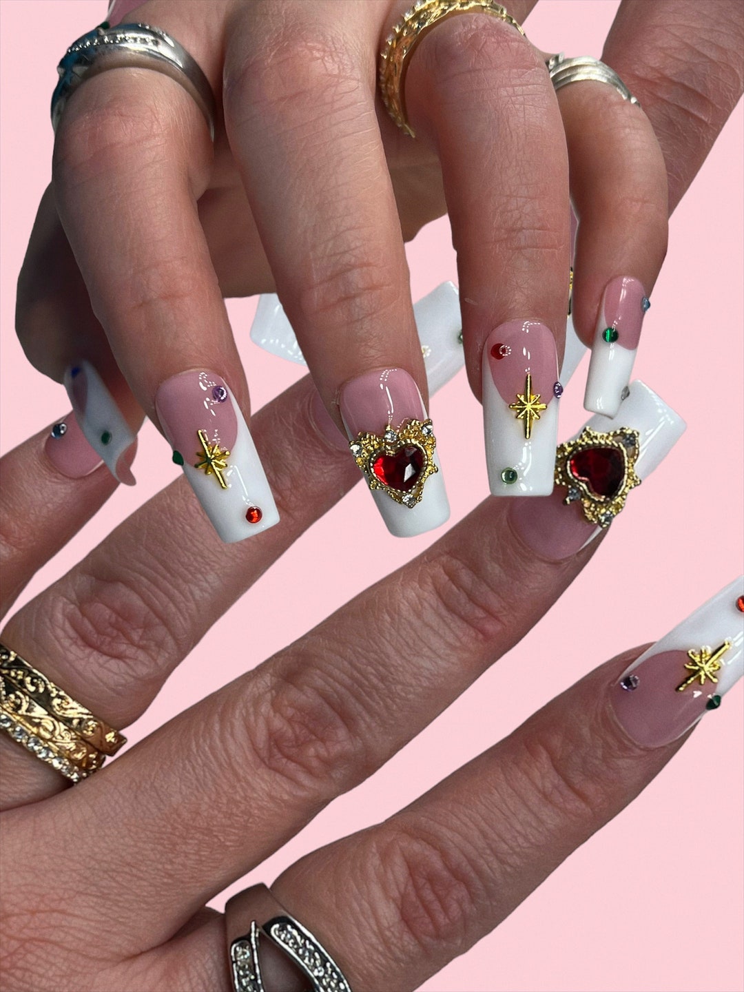 Press Ons Press on Nails Holiday Nails Trendy Nails Nails - Etsy