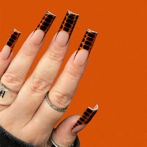 Halloween nails Halloween press on nails press ons press on nails orange nails long square nails image 2
