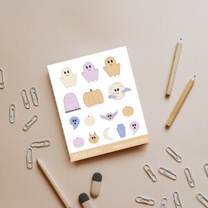 Cute Spooky Stickers, Halloween Planner Sticker sheet, Ghost Sticker, Pastel Kawaii Sticker Sheet, Spooky Season Sticker Pack