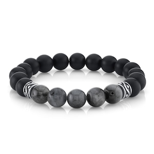 SPARTAN Pulsera de cuentas para hombre con separadores de plata de ley 925