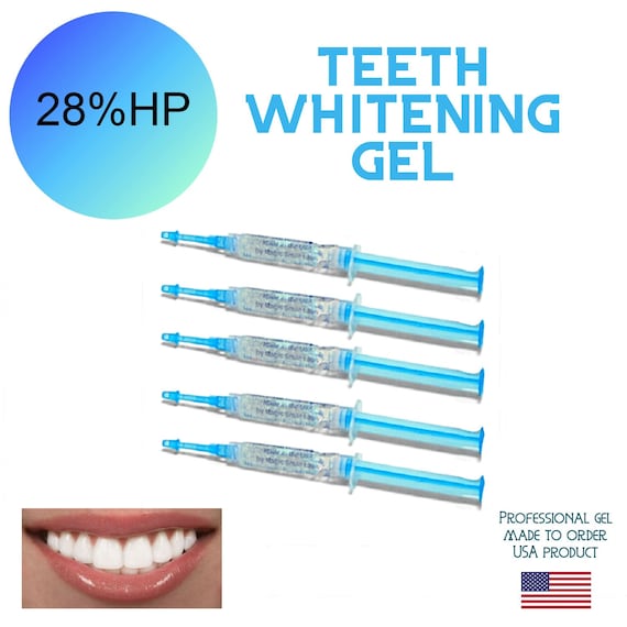 Low strength teeth whitening gel refills (28% hydrogen peroxide) in syringes (3 g each)