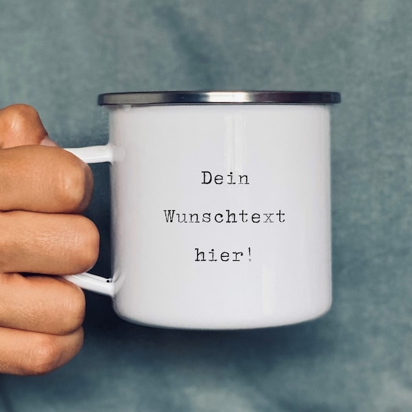 Desired text | Unique piece | Fonts | Ceramic cup | Enamel mug | customizable | Gift | cup | Mug I metal mug